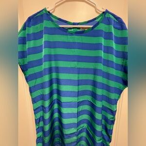 *NWOT* GAP Womens Sz Large Vibrant Striped Blouse Blue & Green NEVER WORN